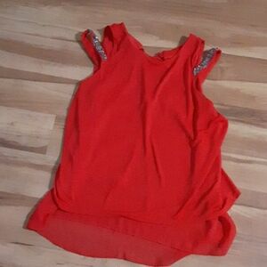 Worthington Bright Red Tank Top with Metallic Details New